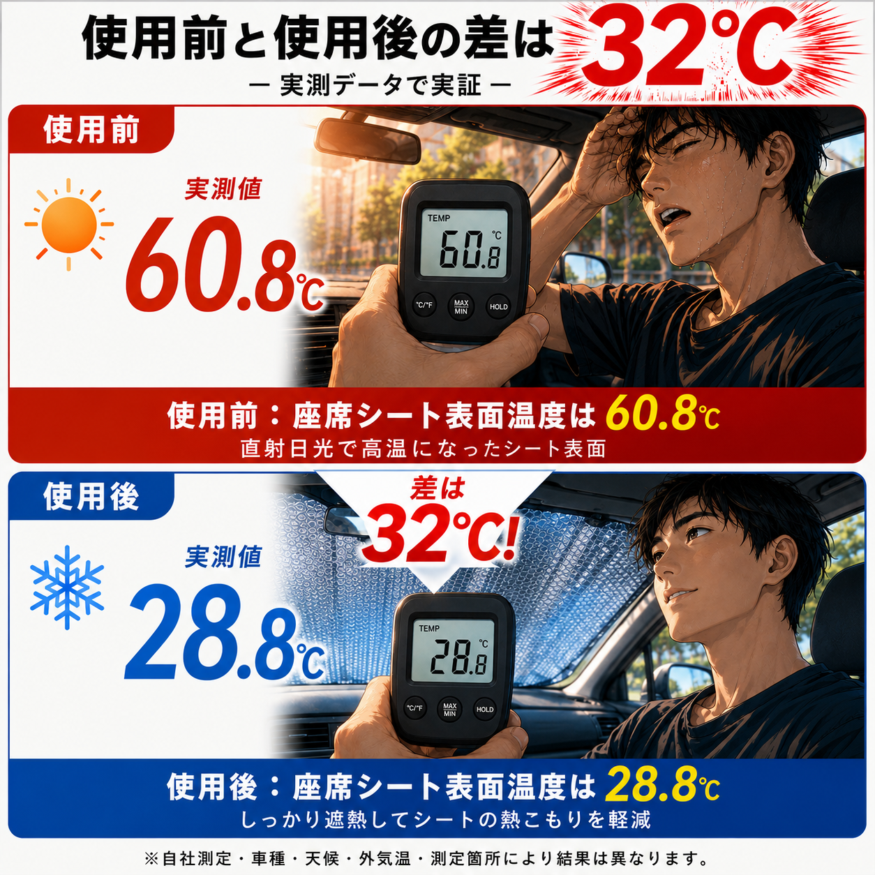 傘型フロントサンシェード｜夏の車内熱気・日差し対策に